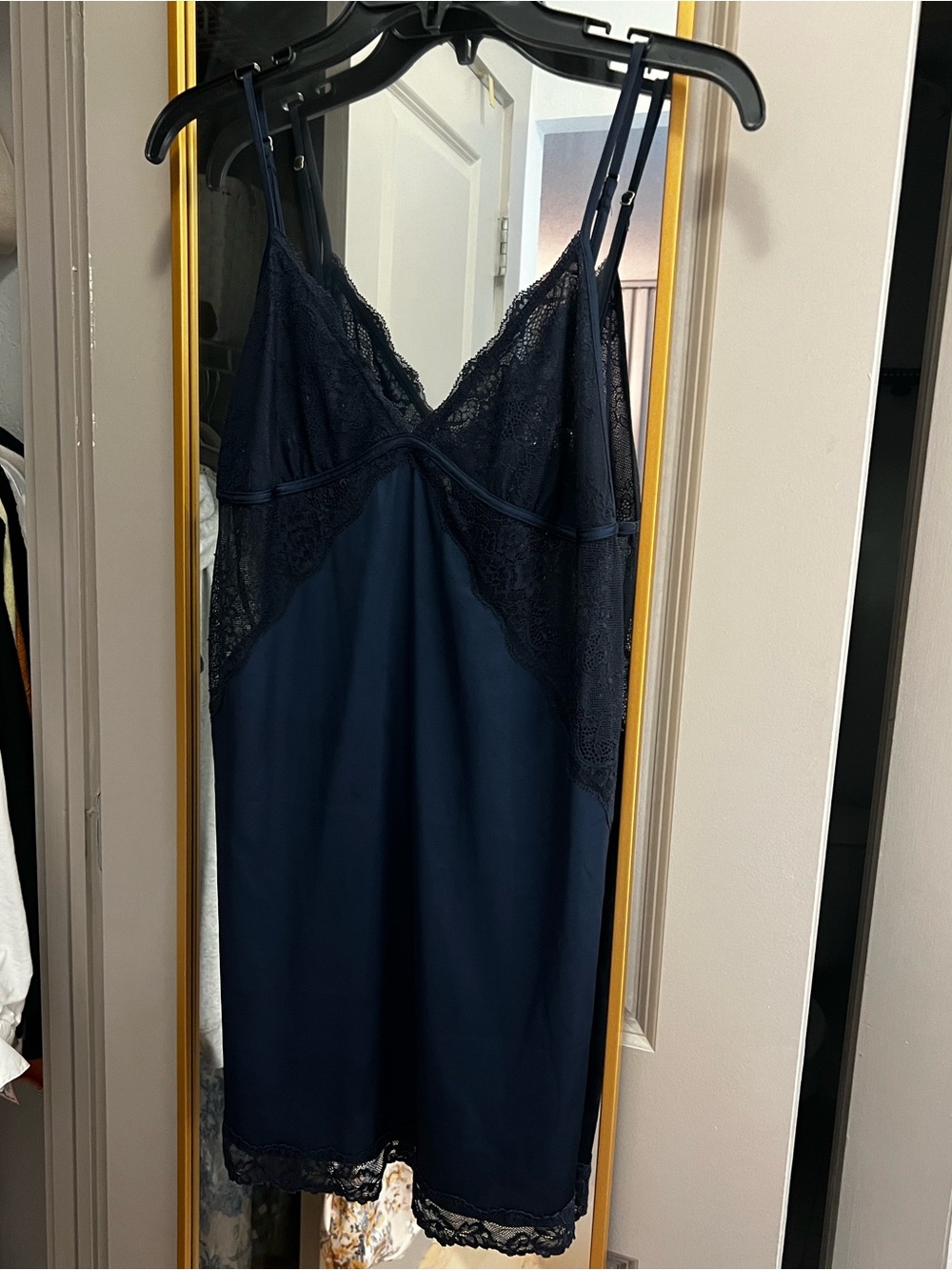 Abercrombie & Fitch Navy Lace-Trim Slip
